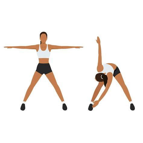 Woman Doing Exercise With Cross Body Toe Touches In 2 Step Back Stretch 27199772 Vector Art At