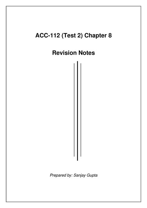 Chapter 8 Notes Acc 112 Test 2 Chapter 8 Revision Notes Prepared By