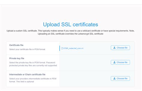 Uploading Custom Ssl Certificates