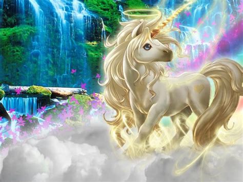Beautiful 3d Picture Unicorn Silk Clouds Rainbow Wallpaper