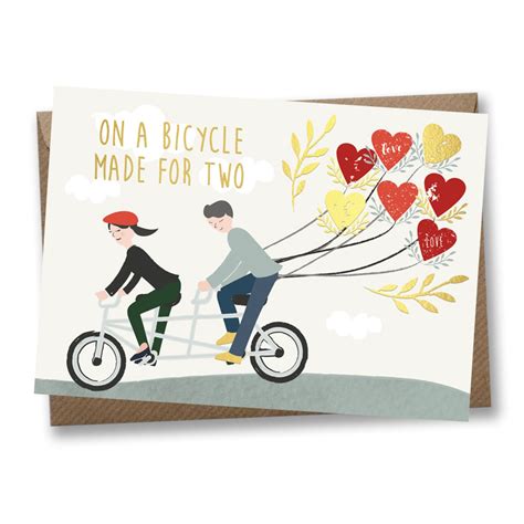 Bicycle Made For Two Anniversary Card Love Card Etsy