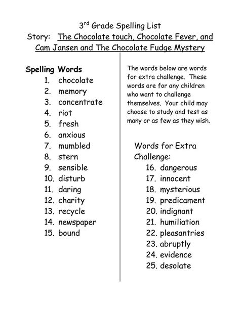 They teach spelling through sight, sound, and touch. third grade vocabulary list | 3rd Grade Spelling List ...
