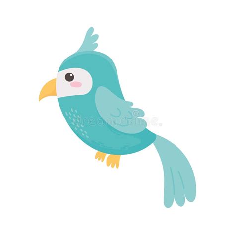 Cute Little Parrot Bird Cartoon Isolated White Background Design Stock