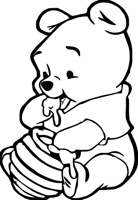 View and print full size. awesome Cute Baby Winnie The Pooh Eating Hunny Coloring Page | Baby coloring pages, Cute ...