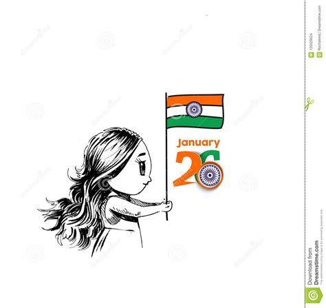 26 January Republic Day Concept With A Boy Holding Indian Flag Vector