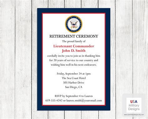 Navy Retirement Ceremony Invitation Printable Us Navy Etsy Ireland