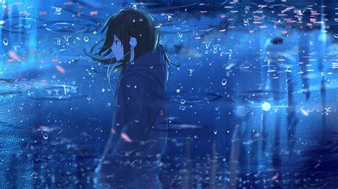 2560x1440 Anime Girl Reflection Water 1440p Resolution Hd