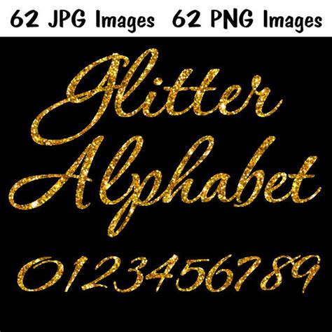 Gold Glitter Alphabet Instant Download 124 Images Glitter Etsy