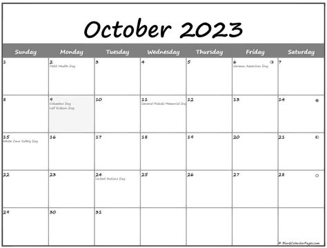 October 2023 Lunar Calendar Moon Phase Calendar