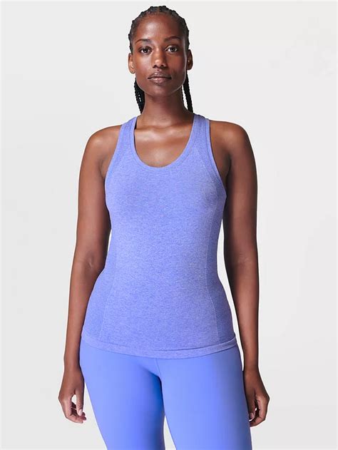 Sweaty Betty Athlete Seamless Workout Tank Top Marl Cornflower Blue At