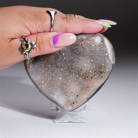 Genuine Crystal Clustered Heart With Acrylic Display Stand Astro