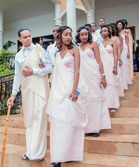 Rwandan Bridesmaids And Groomsmen In Mishanana Traditional Attire