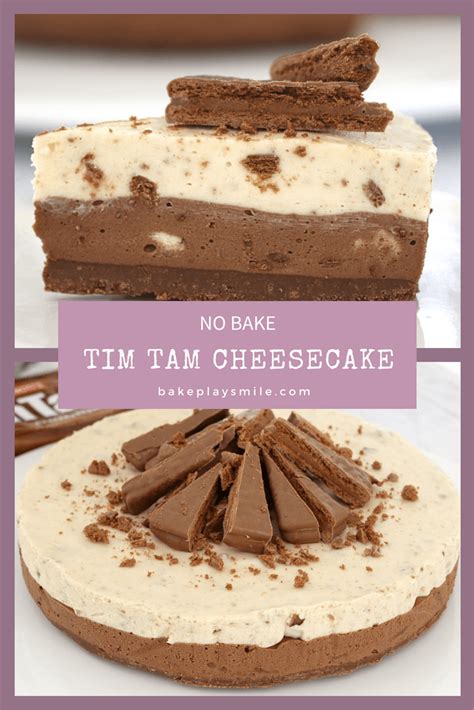 no bake double layer tim tam cheesecake mortoise