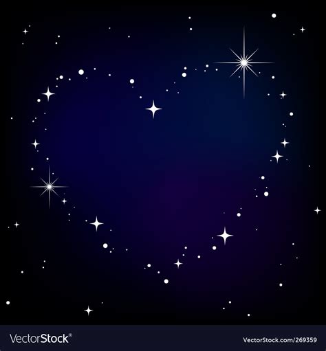Star Heart In Night Sky Royalty Free Vector Image