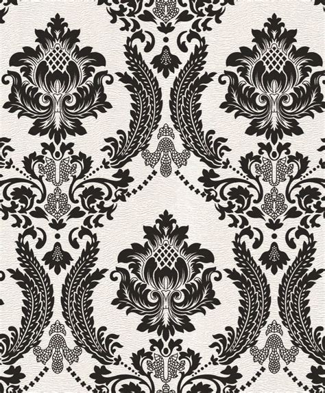 2016 New Design Black Vintage Damask Velvet Flock Wallpaper Flock