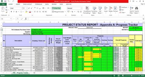 Microsoft Excel Project Status Report Template Excel Free Download