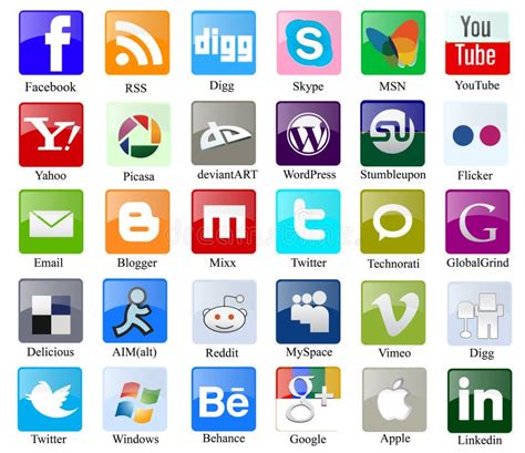 Social Media Icons With Names Editorial Stock Image Illustration Of