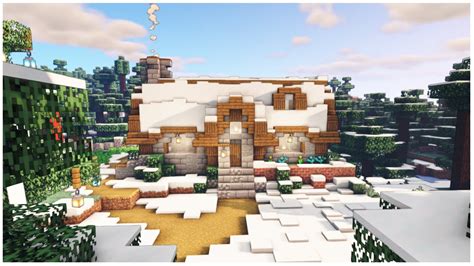 Minecraft How To Build An Aesthetic Winter Stone Cottage Snowy Taiga