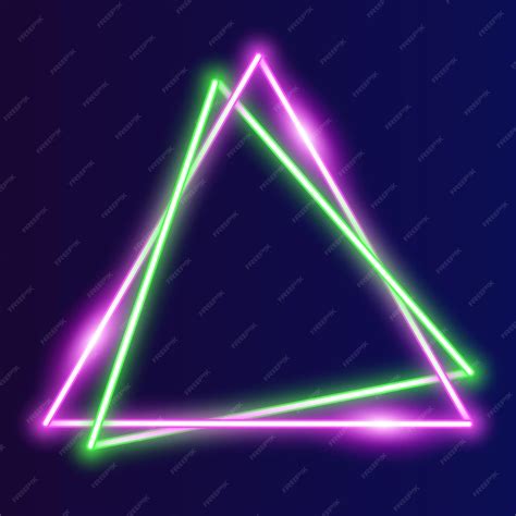 Футуристический треугольник неоновая рамка границы зеленый и розовый
