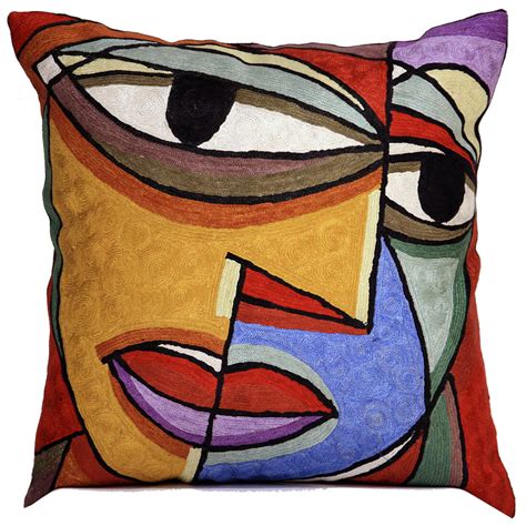 Dual Face Cubism Art Picasso Throw Pillow Vibrant Interiors