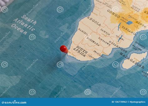 A Pin On Cape Town South Africa In The World Map Stock Photo Image