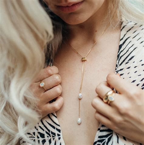 Adjustable Pearl Lariat In K Gold Vermeil Plated By Naked Palm Jewellery Notonthehighstreet Com