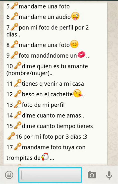 Los mejores retos para whatsapp ⭐ envía estas cadenas a tus contactos más valientes ⭐ te sorprenderán las respuestas que vas a recibir.estos retos picantes para whatsapp están orientados a esas parejas o esas personas que están conociendo a un chico o a una chica y que les. juegos para jugar por whatsapp Archivos - Las Mejores ...