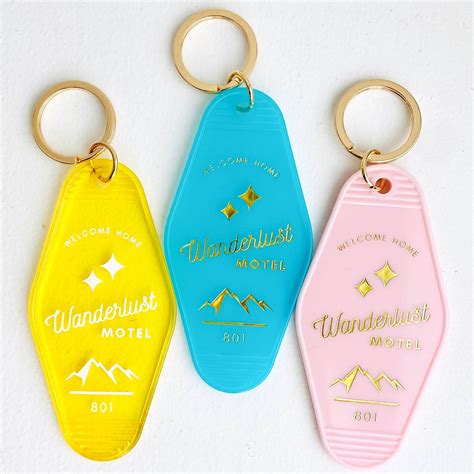 Motel Keychain Vintage Hotel Key Chain Retro Keyring Cute Keychains For