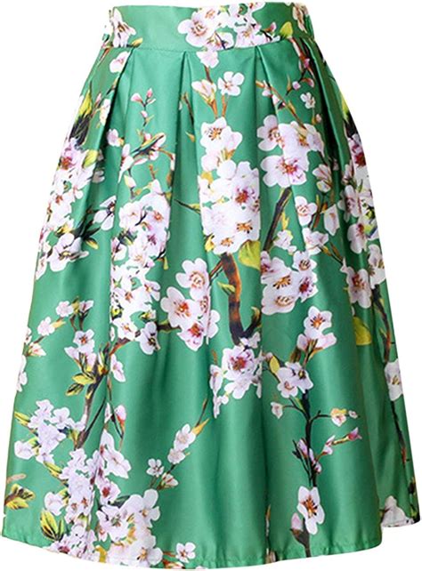 Summer Women S Knee Length Skirt Unique A Summer Flowers Line High