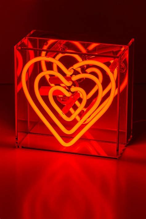 Red Heart Neon Lightbox Neon Heart Light Heart Lights Neon