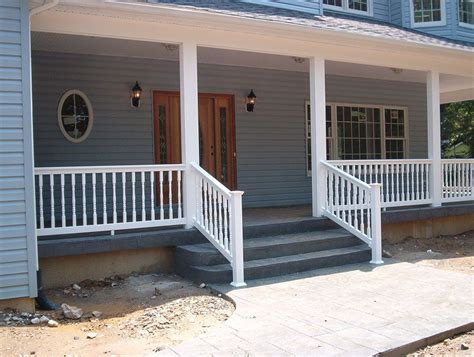 Similar to the pergola railings, i leaned towards a chunky horizontal presentation for the front porch too; Deck Vinyl Porch Railing Visit lots of Deck Railing Ideas ...