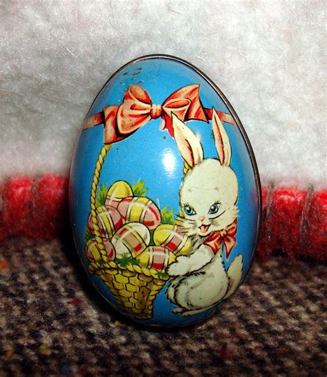 Vintage Tin Easter Bunny Egg England Ottos Treasures Ruby Lane