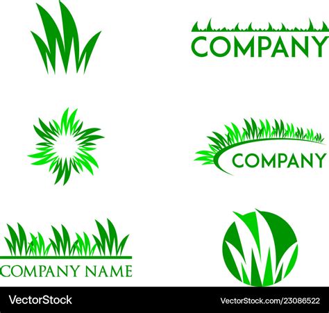 Set Grass Logo Design Template Royalty Free Vector Image