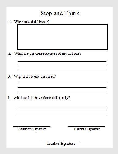 Ontspecialneeds On Twitter Behavior Reflection Think Sheets