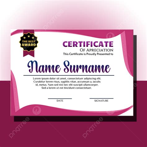 Modern Pink Wave Certificate Template Design Template Download On Pngtree