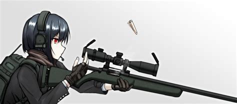 Download 4096x1800 Anime Girl Sniper Headphones Profile