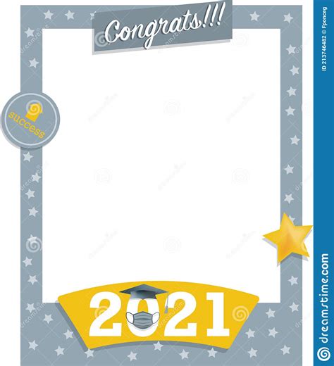 Gray And Yellow Photo Frame Poster With Stars Of Graduation Celebration