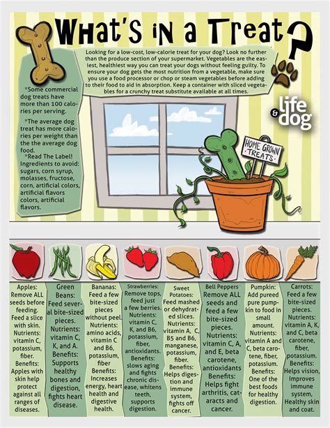 A lot of dogs love these treats and at only 3 calories a treat, that's okay! Printable infographic on fruit and veggie treats for your ...