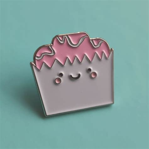 Enamel Pin Badge Cute Kawaii Pink Fondant Fancy Cake Lapel Etsy