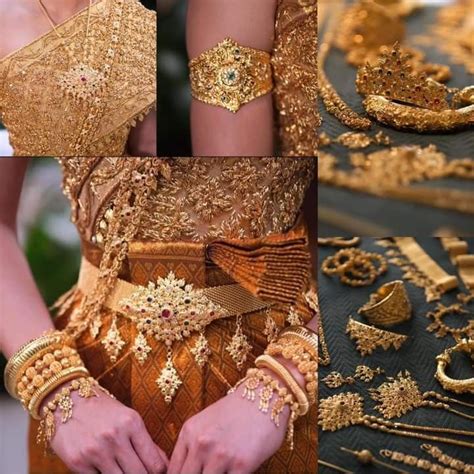 Khmer Vintage Jewelry Cambodian Wedding Gold ชุด เครื่องประดับ
