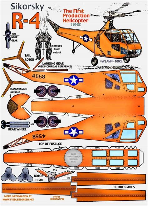 Sikorsky R 4 Самолет Развёртки Бумажные модели