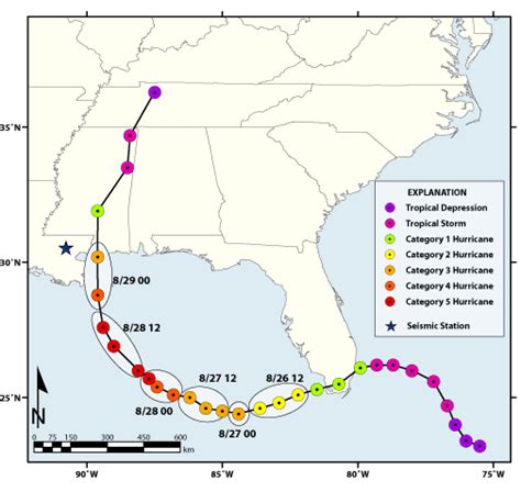 The Pathway Of Hurricane Katrina Adapted From Ref 1 Download