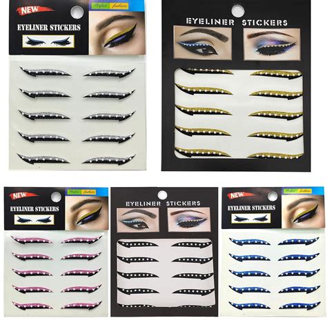 25 Eyeliner Stickers Reusable Diamond Crystal Glitter Adhesive Eyeliner