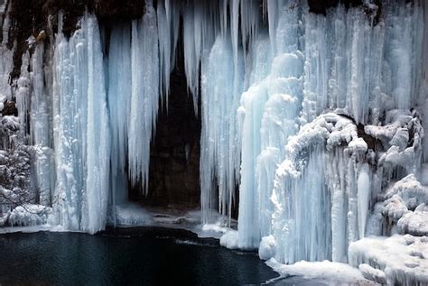 Freezing Iced Frozen Ice Waterfall Nature Cold Photo Free Download