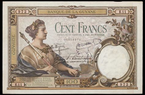 French Guiana 100 Francs Banknote 1933 1942world Banknotes And Coins