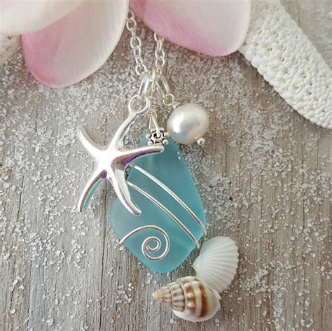Handmade In Hawaii Wire Wrapped Turquoise Bay Blue Sea Glass Etsy