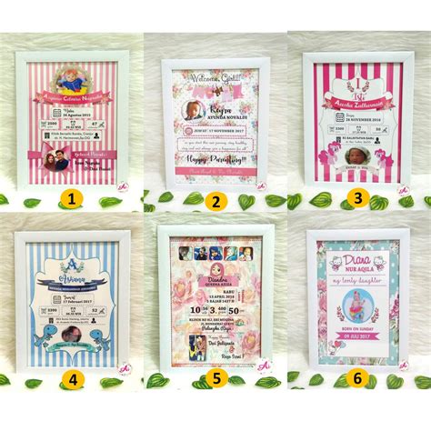 Biodata Bayi - Custom Frame Bingkai - Home Decor Baby Bio ...