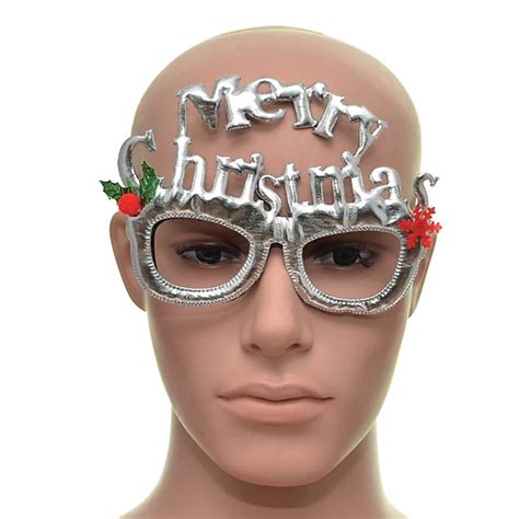 Novelty Glitter Silver Merry Christmas Christmas Glasses Christmas Party Props Photo Booth