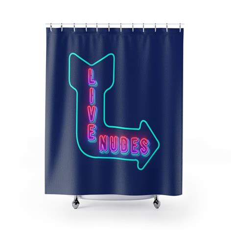 Live Nudes Neon Sign Funny Shower Curtain Bath Mat Bathroom Etsy