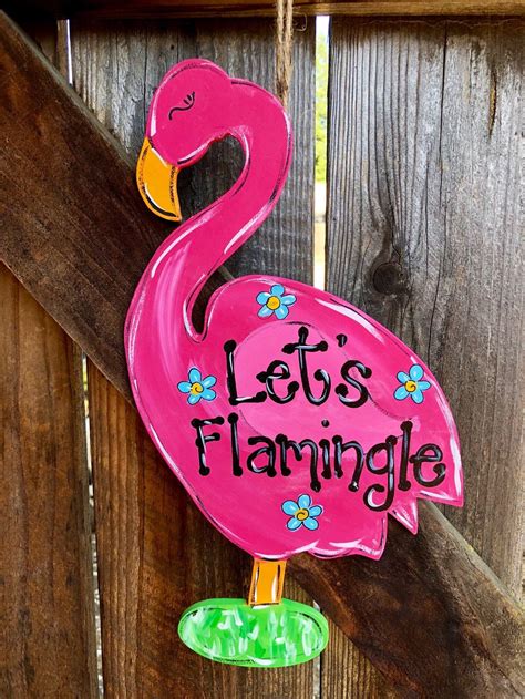 Flamingo Lets Flamingle Sign Wall Decor Hanger Porch Home Etsy